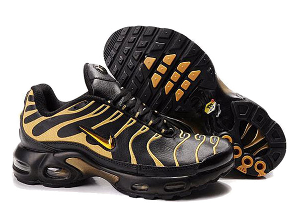 black and yellow nike tns